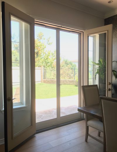 Vista French Swinging Screen Door in White with UltraVue, Interior View