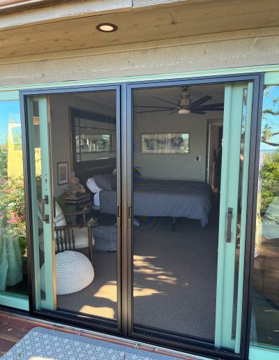 Premiere French Sliding Screen Doors with UltraVue Mesh (in Bronze) Exterior View